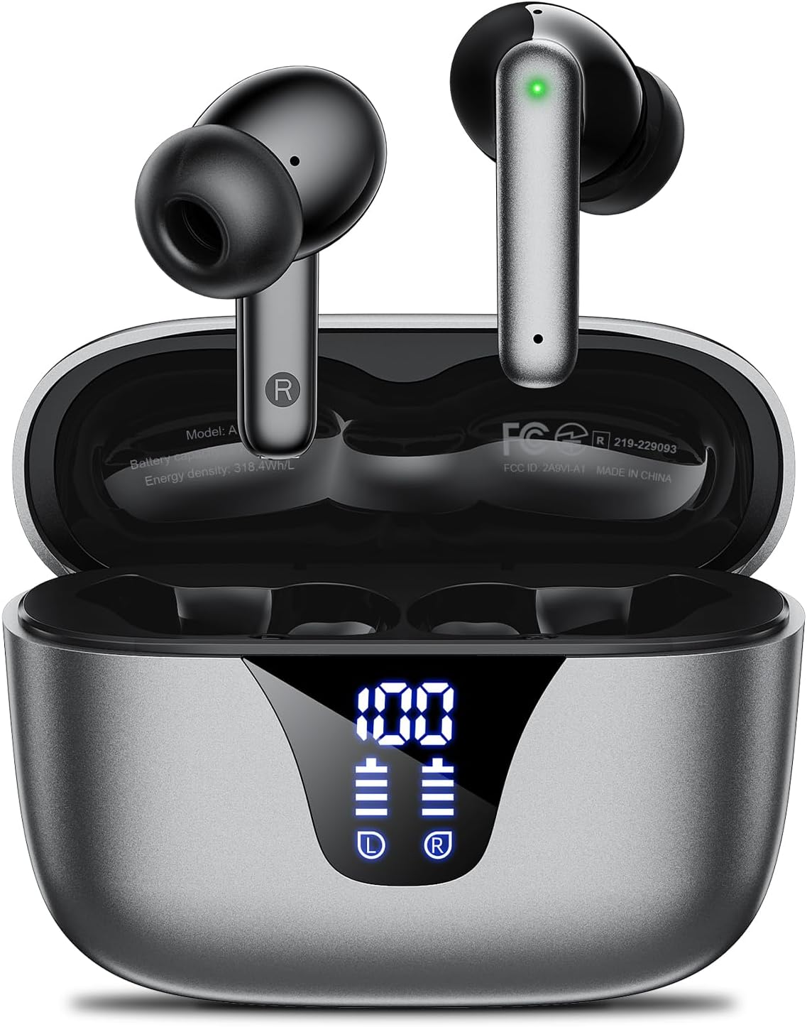 Wireless Earbuds, 50H Playtime Bluetooth Headphones, LED Display Case